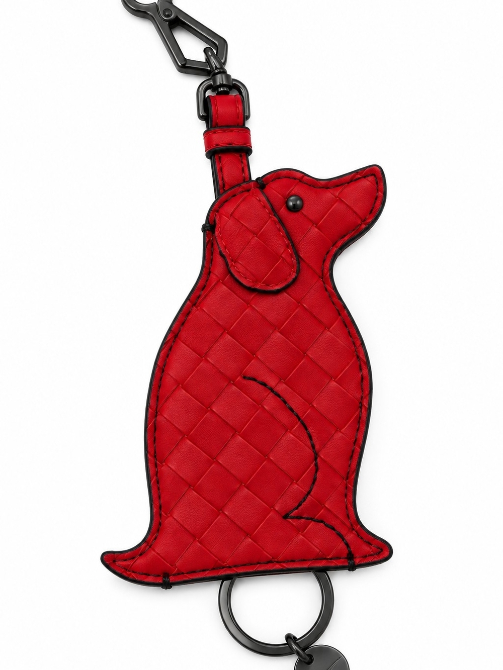Bottega Veneta intrecciato dog Bag Charm In Red Leather